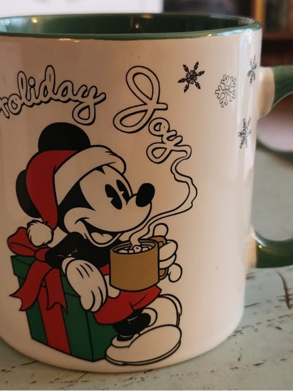 Disney Holiday Mickey Mouse Ceramic Mug - Green, Red, Gold, White
